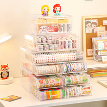 Hand account tape roll storage box sticker acrylic drawer pen box transparent multi-layer large capacity Japanese stationery box