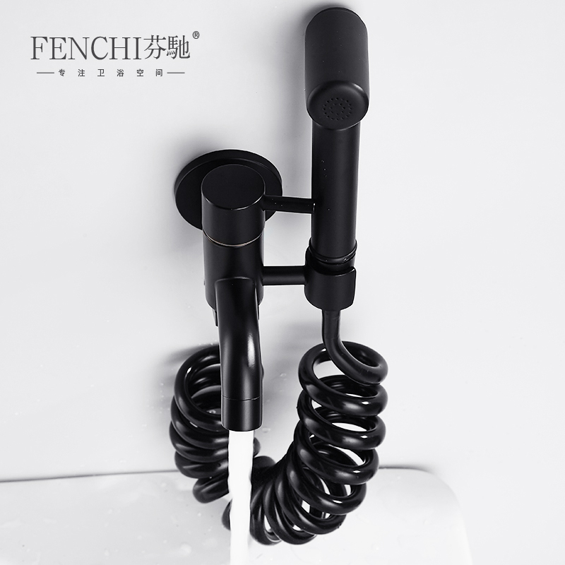 Finch Nordic Black Mop Pool Balcony Toilet Companion Cleaning Spray Gun Pressurized Flushing Faucet