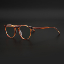 Vintage amber eyeglass frame Tortoiseshell small round face mens and womens handmade plate eyeglass frame with power myopia mirror