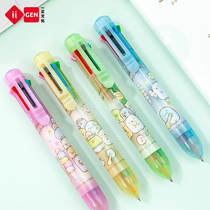 iigen A body with a corner biological multi-color pen to take notes Special ballpoint pen Corner buddy 8-color ballpoint pen color pen A multi-color oil pen Cute super cute hand account pen