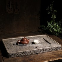 The original Lai blue stone hand-carved has more than a few years of simple and elegant long tea table imitating old stone tools new Chinese tea mat ornaments