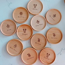 Solid wood coaster custom laser engraved logo custom tea ceremony creative wooden cup holder tea mat wooden tea tray Japanese style