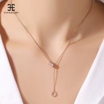  Lanmier small waist tassel necklace female titanium steel plated 18K rose gold color gold clavicle chain pendant niche jewelry