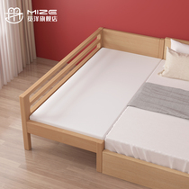 Beech wood childrens bed boy single bed girl princess bed solid wood crib splicing big bed widened bed with guardrail