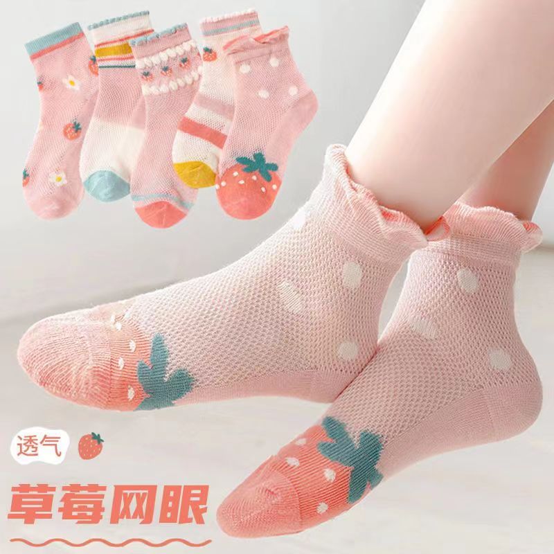 Girls' Socks Pure Cotton Summer Thin Baby Japanese Mid tube Socks Summer Children's Lace Princess Mesh Socks Children's Socks