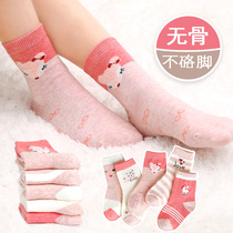 Girls  socks autumn and winter pure cotton childrens girls middle school girls baby middle tube spring and autumn cotton childrens socks