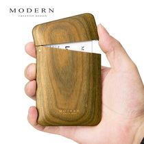 MODERN stainless steel business card holder men and women business fashion wooden business card box portable creative high-grade ultra-thin large capacity small card box credit card box custom company gift