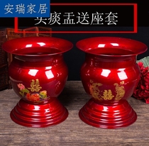 Sun barrels wedding supplies iron spittoon red high foot enamel with lid night pot urinal dowry with lid adult children