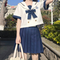 Japanese genuine jk uniform skirt suit full set of short-sleeved summer clothes College style navy style pleated skirt student sailor suit