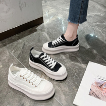 Thick-soled canvas shoes womens 2021 new summer thin womens shoes muffin white shoes burst biscuit casual board shoes summer