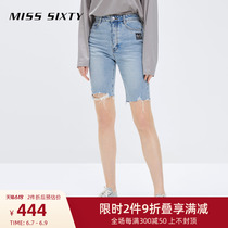 Miss Sixty spring denim shorts female high waist tight with hair side breaking hole