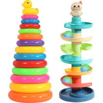 One year old stacked music rainbow tower early education puzzle stack toy 0-1-2 Baby Baby Baby children colorful circle