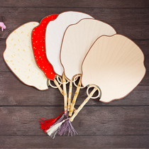 Blank rice paper fan hand-painted calligraphy classical banana fan Zen court fan Chinese style cattail fan Japanese bamboo fan female