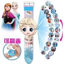 Ice and Snow Aisha Princess Altman Childrens Toy Watch Toddler Cartoon Luminous Projection Electronic Watch Boys and Girls Gifts