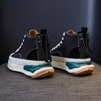 Dissolve the bottom thick bottom high-top shoes women 2021 New Spring Autumn Joker leisure sports increase father shoes canvas shoes