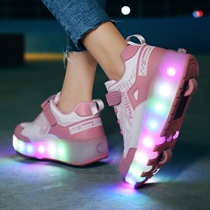 Roller skates can walk violent shoes double wheels ultra-light shoes boys and girls children automatic invisible shoes children