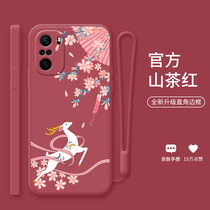 Flower under the deer red rice k40 mobile phone case K10pro Protective case all-inclusive anti-drop k40 game enhanced version mobile phone case silicone soft shell female new Chinese style relief Tide brand creative couple Huan Ying