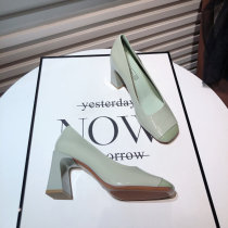Temperament Net Red High Heels 2022 New Summer Retro Square Head Light Mouth Coarse Heel Single Shoe Commute Women Shoes 100 Hitch Career
