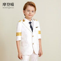 Childrens suit suit 2021 new summer boys dress short sleeve navy captain model catwalk piano costume
