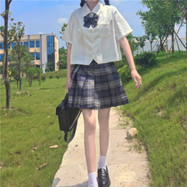 jk uniform skirt genuine suit Full set of summer Japanese college style female student school uniform original pleated skirt female grid skirt