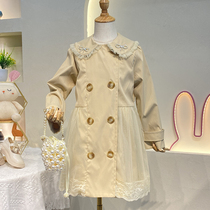 Balabala fun girl windbreaker autumn clothing 2021 New Korean version of the middle and long waist childrens coat tide