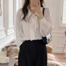 Doll-shirt blouse pregnant woman spring and autumn big code white shirt snow spinning small sub sweet and beautiful blouse cover with thin section