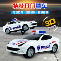 Childrens electric simulation White open door police car toy light boy baby music children racing sports car car