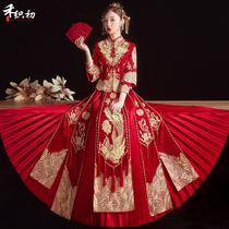 Couple style Xiuhe clothing 2021 New Bride Wedding Toast dress female wedding dragon and phoenix coat Chinese wedding dress summer