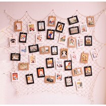 Net Red Creative Fishing Net Photo Wall Ins decoration Grid Hemp Rope Clip Photo Frame Wall Background Wall Free of Punch