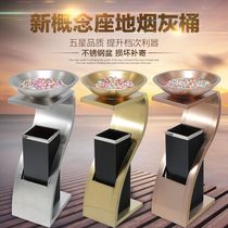 Stainless steel vertical hotel fashion lobby hall hotel bank Ktv with ashtray imitation marble trash can basin