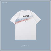 it neith BIAS tide brand Japanese spray-dyed printing short-sleeved t-shirt men loose trend wild 2021 new
