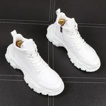 Men Shoes 2022 New Tide Spring Martin Boots Mens Old Daddy Shoes 100 Hitch Fashion High Help Little White Shoes Man Genuine Leather