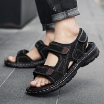 Sandal mens real leather Summer outwear 2022 New wave cool slippers Soft bottom sports casual mens beach mens shoes