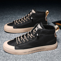 Mens shoes winter plus velvet warm cotton shoes mid-help Martin boots British leather Korean trend casual high board shoes men