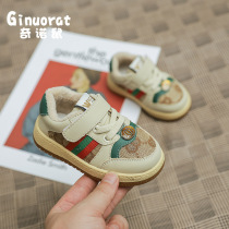 2021 Winter baby plus velvet thick cotton shoes baby shoes autumn and winter children toddler shoes retro board shoes trendy shoes