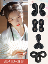 Spring and Autumn wig three-ring bun Hand handicapped party entry-level full hair soft hair ring butterfly hair bag back pressure styling bun