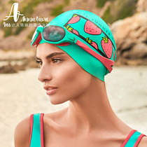 annavava Anna swimming cap female waterproof does not take the head of the face small does not take the head silicone long hair cute swimming cap female