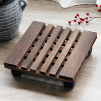 Pulley Flower pot tray base Roller universal wheel Movable solid wood large bracket Rectangular thickened chassis bottom