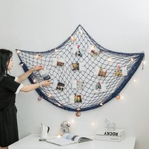 Wall album wall Creative fishing net photo wall hanging rope decorated with photo wall clip rope mesh red photo photo frame hanging