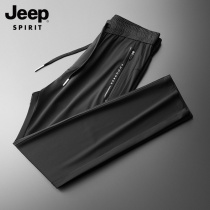 JEEP Ice Wire Sweaters Men Summer Thin Bench Pants Black Large Black Large Pair Trousers Leisure Pants