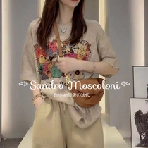 Sandro Moscoloni suit women summer fashion 2022 loose ice silk short sleeves 80% Harun pants two sets