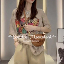 Sandro Moscoloni suit women summer fashion 2022 loose ice silk short sleeves 80% Harun pants two sets