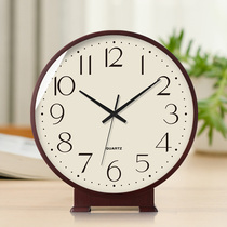 Day Style Solid Wood Table Seat Clock Living Room Home Swing table Desktop clocks New Chinese living room Book room Brief Quartz Clocks