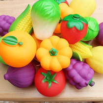 Kindergarten vegetable and fruit model Childrens color cognition early education toys matching toys Soft glue fruit and vegetable dishes