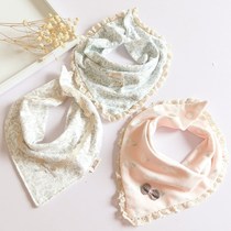 Female Baby Triangle Saliva Towel Pure Cotton Infant Child Round Mouth Hood lace lace double layer by button scarf Korean version
