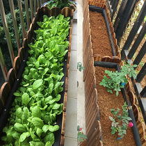 Carbonized anti-corrosion wood flower box Rectangular wood flower pot flower tank Outdoor balcony vegetable pot Outdoor king-size planting box