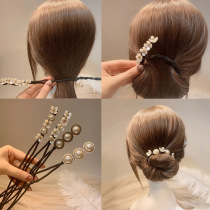 2021 New Korean version of imitation shell flower pearl ball ball head curler temperament lazy hair accessories Mori headdress women