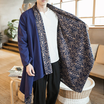 Chinese style Tang suit improved Chinese style mens clothing Chinese style mens windbreaker jacket National style retro costume Zen dress robe gown