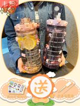 Sports water cup large capacity high temperature resistant plastic cup with suction tube Cup adult fitness oversized 2l kettle portable