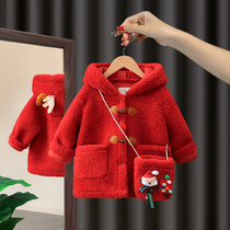 Girls cotton-padded winter clothes 2021 new childrens clothes thick lambwool coat cotton-padded jacket New year womens baby New year clothes